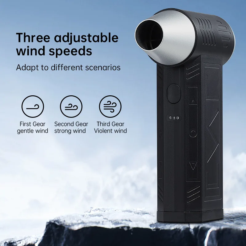 2025 New 100000RPM Violent Turbo fan 35m/s Mini Camping Outdoor handheld fan with high-speed dust removal and adjustable camping
