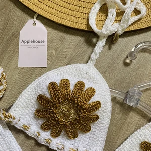 Crochet set of bikinis bikinis female bikini bikini bikini female sexy bikini flower bikini tankini adjustable Brazilian 12 Main Sales Bikini Flower - №11