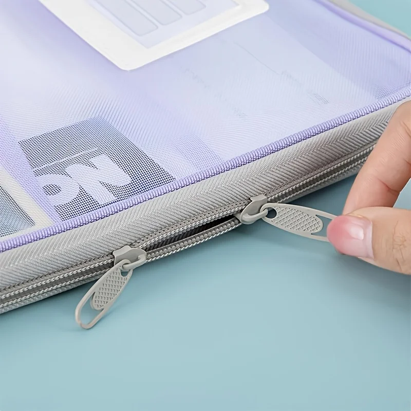 4 Buah Kantong File Ritsleting A4, Kotak Organizer Dokumen untuk Kertas Ujian Siswa, Buku dan Perlengkapan Kantor, Organizer Penyimpanan Kertas