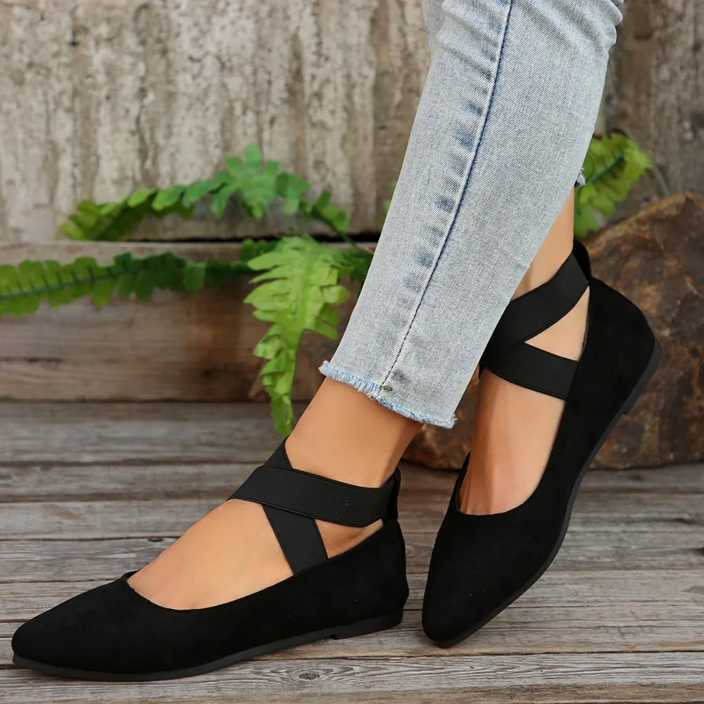 Damenschuhe, Ballerinas, Damen-Sandalen, Riemen, Knöchel, elastischer Gürtel, niedliche Ballerina-Damen, elegante flache Schuhe für Damen – Detail 12