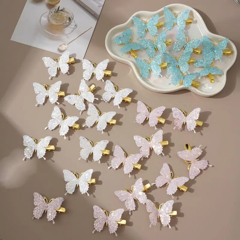 Glitzernde Schmetterlings-Haarspangen, rutschfestes Design, ideal für kleine Mädchen, alltägliches Tragen, Geburtstagsfeiern. – Detail 2