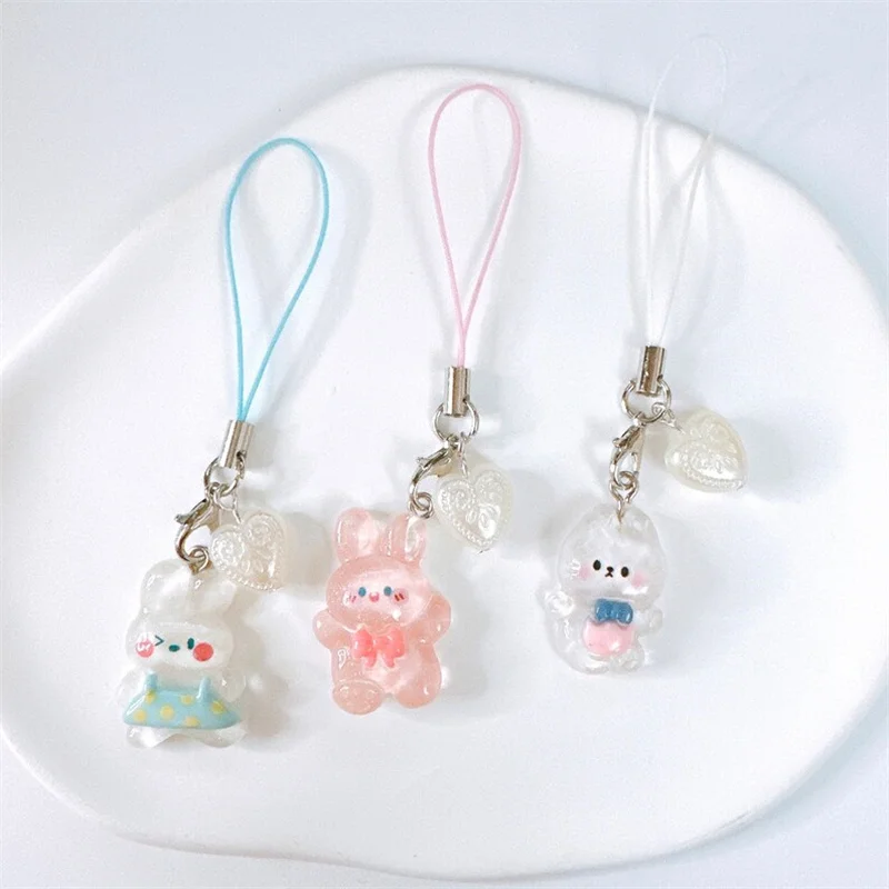 Cute Animal Phone Charm-Kawaii 3D Keychains Transparent Jelly Aesthetic Gift Accessories y2k AirPods strap strings