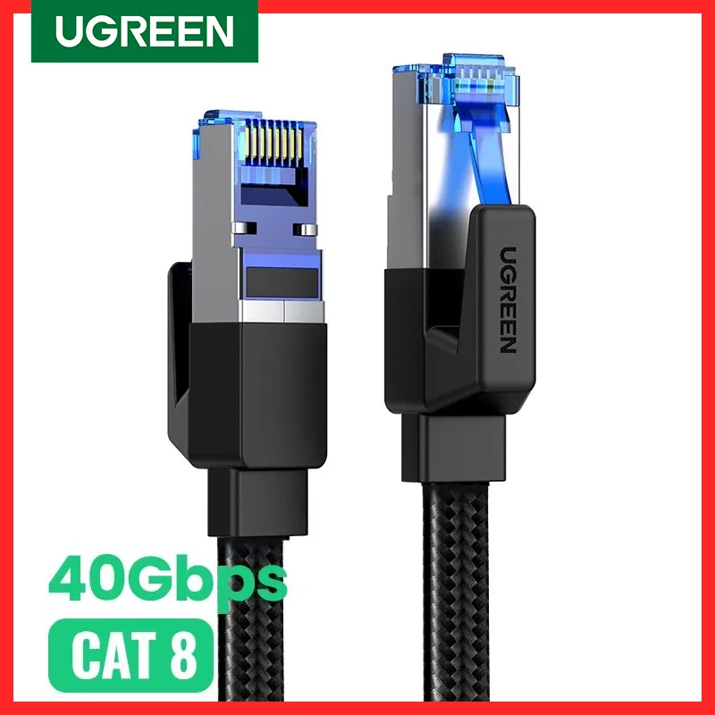 UGREEN Ethernet Cable CAT8 40Gbps Cotton Braided PVC Network Lan Cord for PC Modem Laptop PS 5/4 Router RJ45 Cable Ethernet