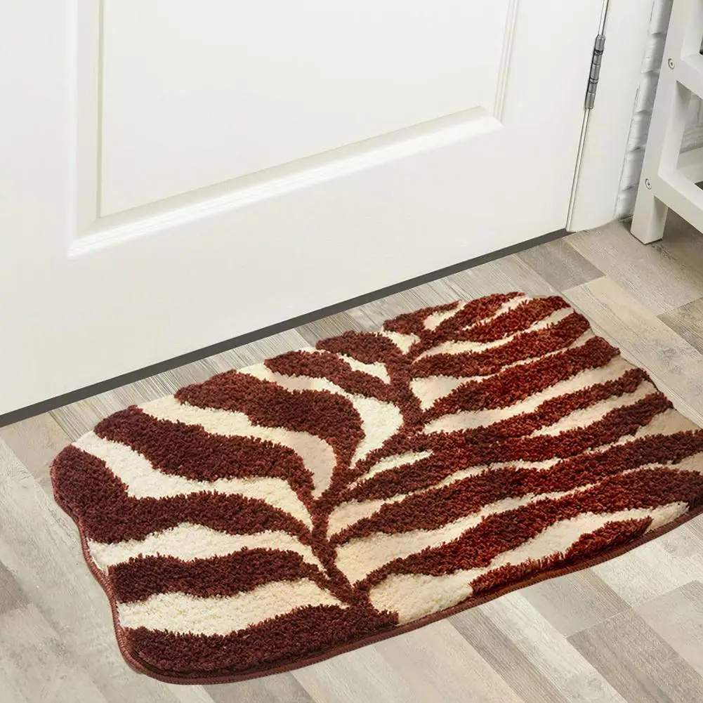 Anti-slip Rug Quick-drying Anti-slip Bathroom Floor Mat with 3d Plant Pattern Hotel Rug for Bedroom Kitchen Absorbent Contrast