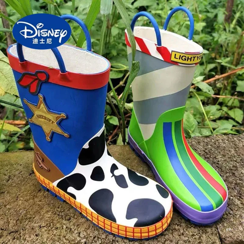Дождевые сапоги Disney Buzz Lightyear |   Одинаковые водонепроницаемые резиновые туфли для взрослых и детей, противоскользящий дизайн Mismatch