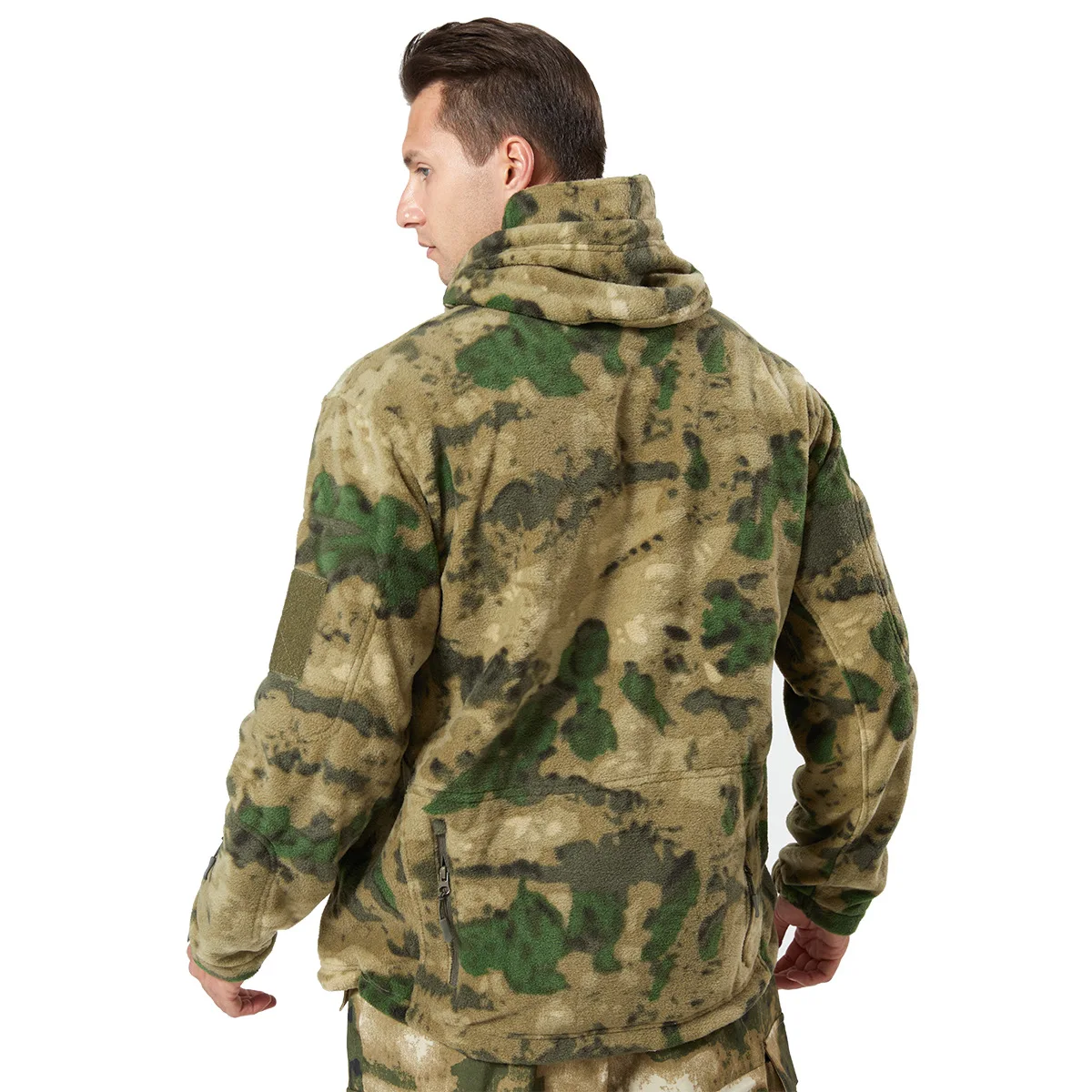 Fleece Hooded Camouflage Jacket Men Women Multi-Pockets Coat Outdoor Trekking Hiking Climbing Camping Tooling Clothes S-4XL