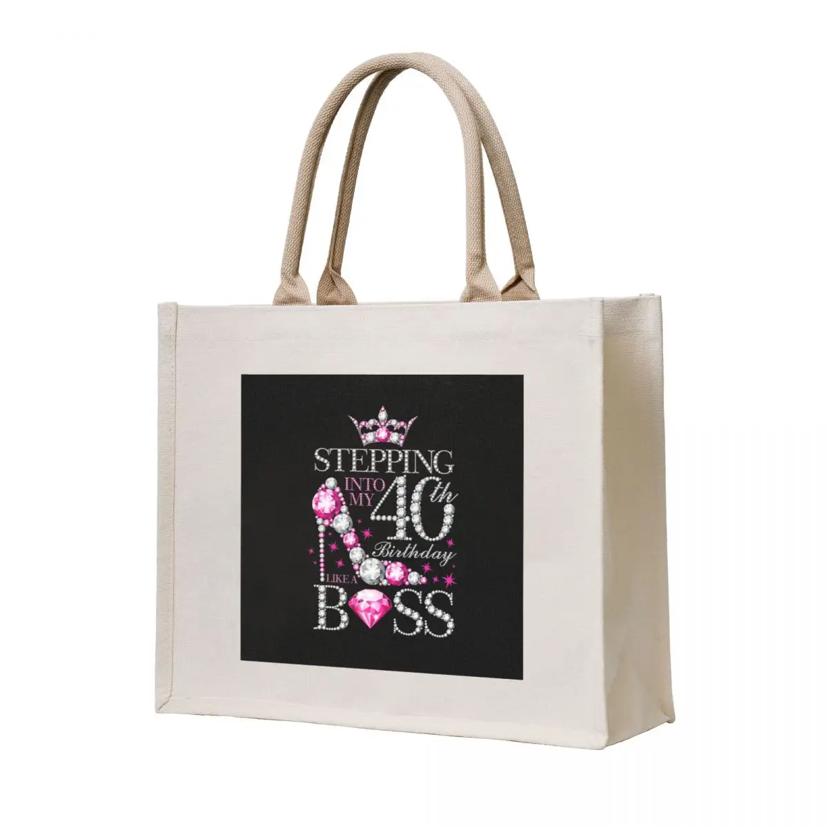 

40th Birthday. Stepping into my 40th Birthday ladyas Tote Bag Women's shopping bag university shopper bag shopping logo