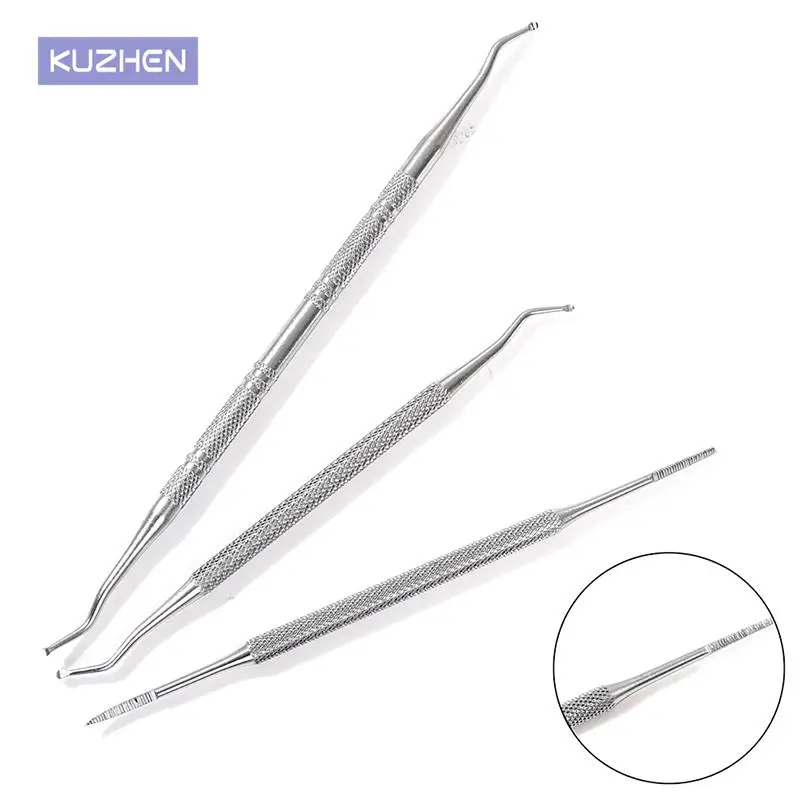 3Pcs Haak Ingegroeide Double Ended Ingegroeide Teen Correctie Lifter Bestand Teen Nail Care Manicure Pedicure Teennagels Schoon Voetverzorging tool