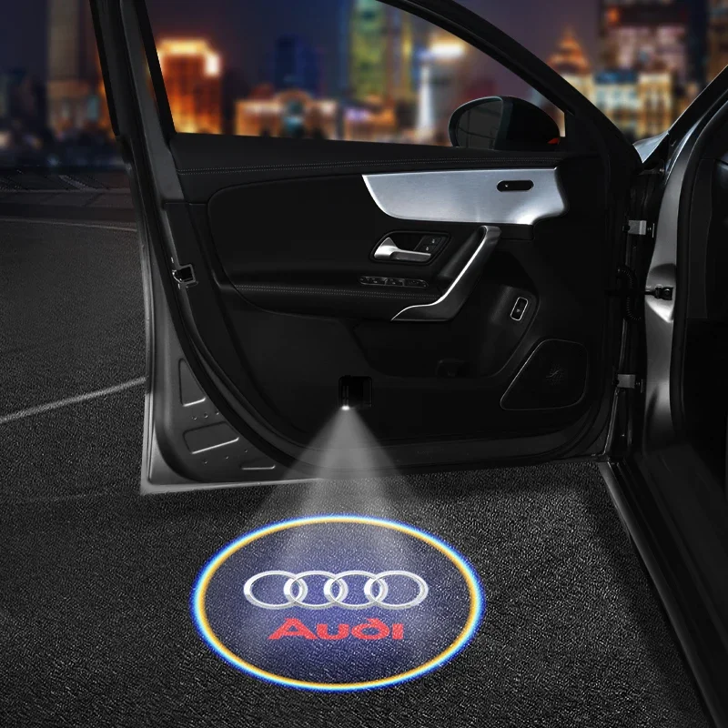 Car HD Projector Lamp Car Door Wireless Welcome Light LED Decoration accessories For Audi Quattro A3 A4 A6 A5 Q5 Q7 Q3 A7 A8 TT