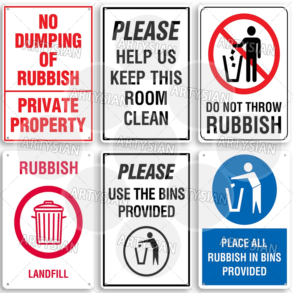 Waste Disposal Metal Sign No Illegal Dumping No Littering Rubbish Plaque Rubbish Trash Garbage Waste Keep Clean Warning Plaque