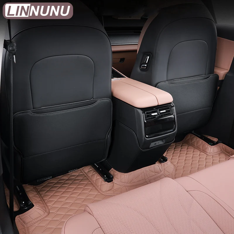 LINNUNU For Chery Tiggo 9 2025 2026 Car Rear Seat Anti-kick Mat Back leather Dirt Protection Pad Chirey Auto Interio Accessories