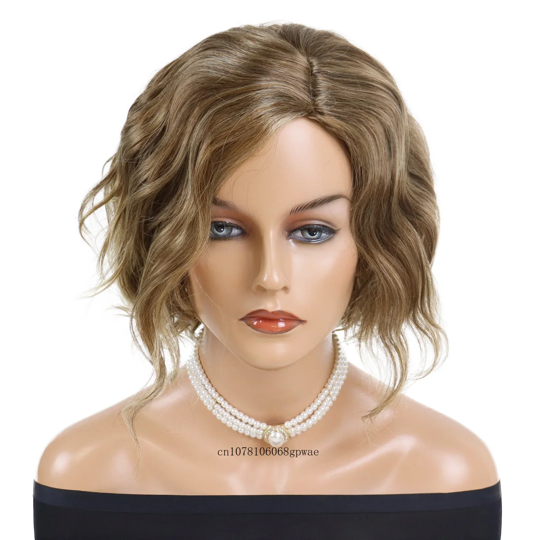 Stylish Brown Wigs for White Women Synthetic Fiber Short Curly Wig with Bangs Lady Daily Party Costume Heat Resistant Mommy Hair