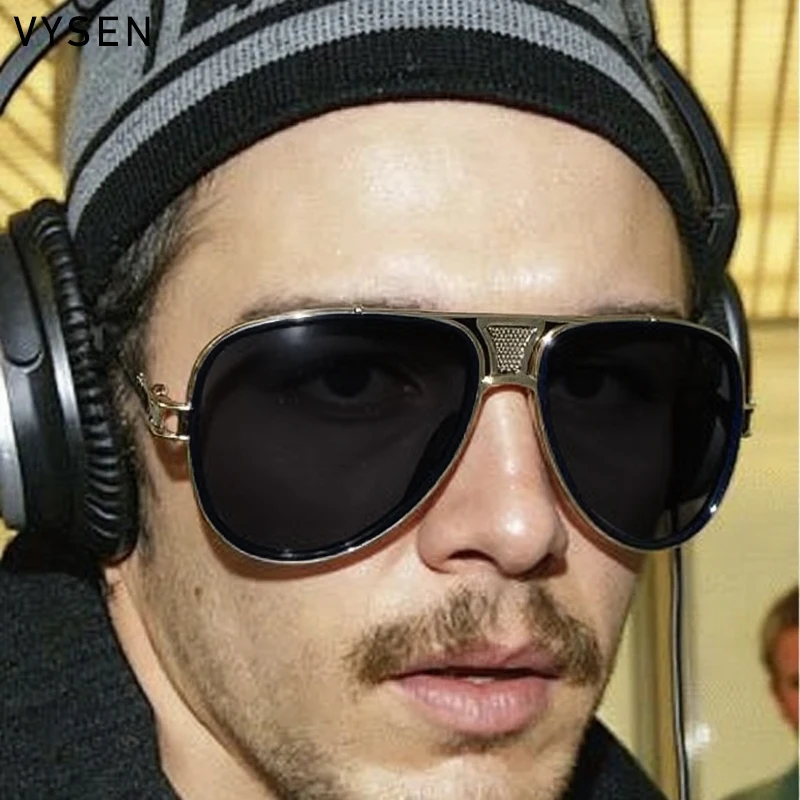 

Мужские солнцезащитные очки-авиаторы в стиле стимпанк, оверсайз, 2026, люксовый бренд, овальные, в металлической оправе, UV400, для вождения, ретро