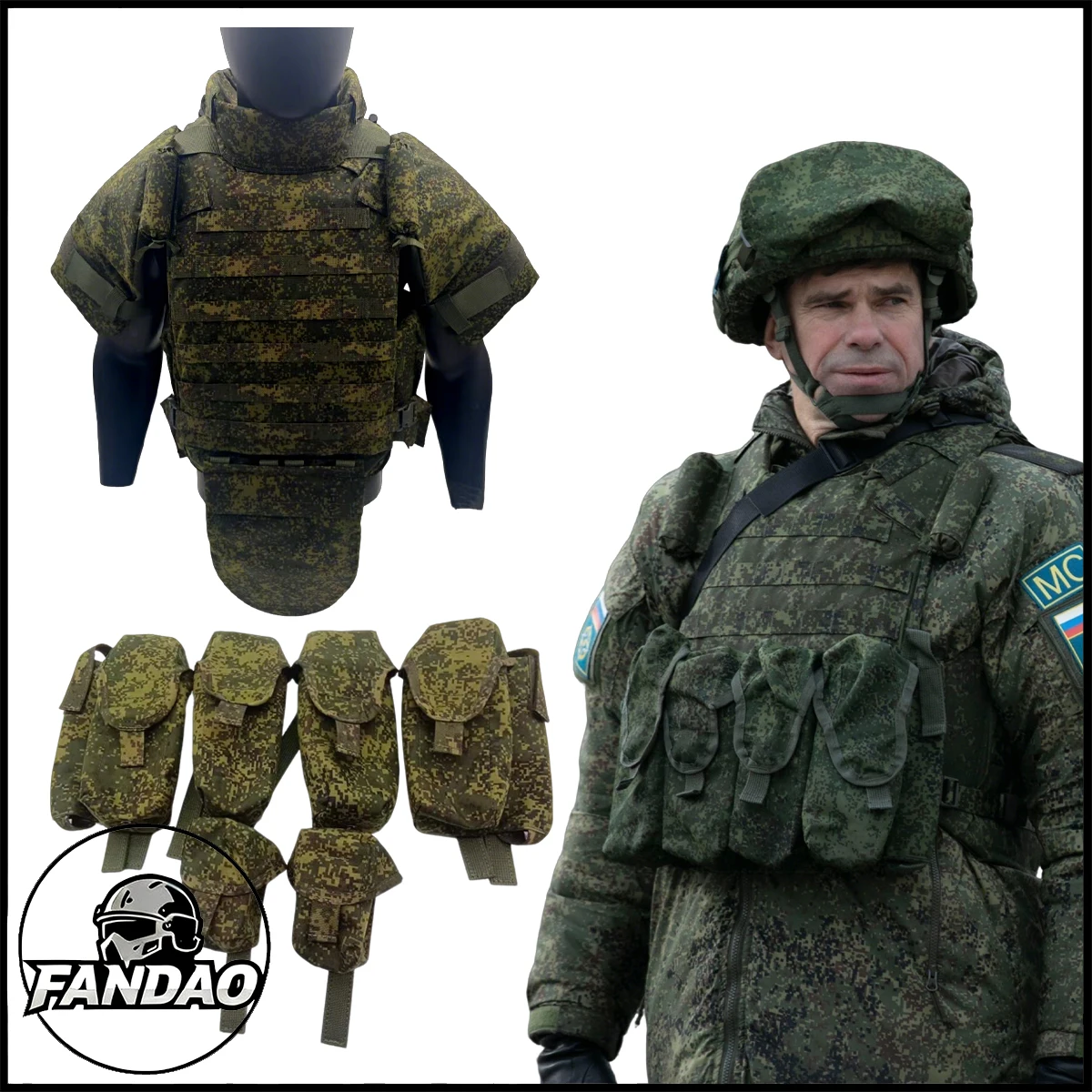 

Russian 6B45 Generation 4 Tactical Vest wihr Accessory Pack, EMR Camo Little Green Man Heavy Armor Shooting Protective Equipment