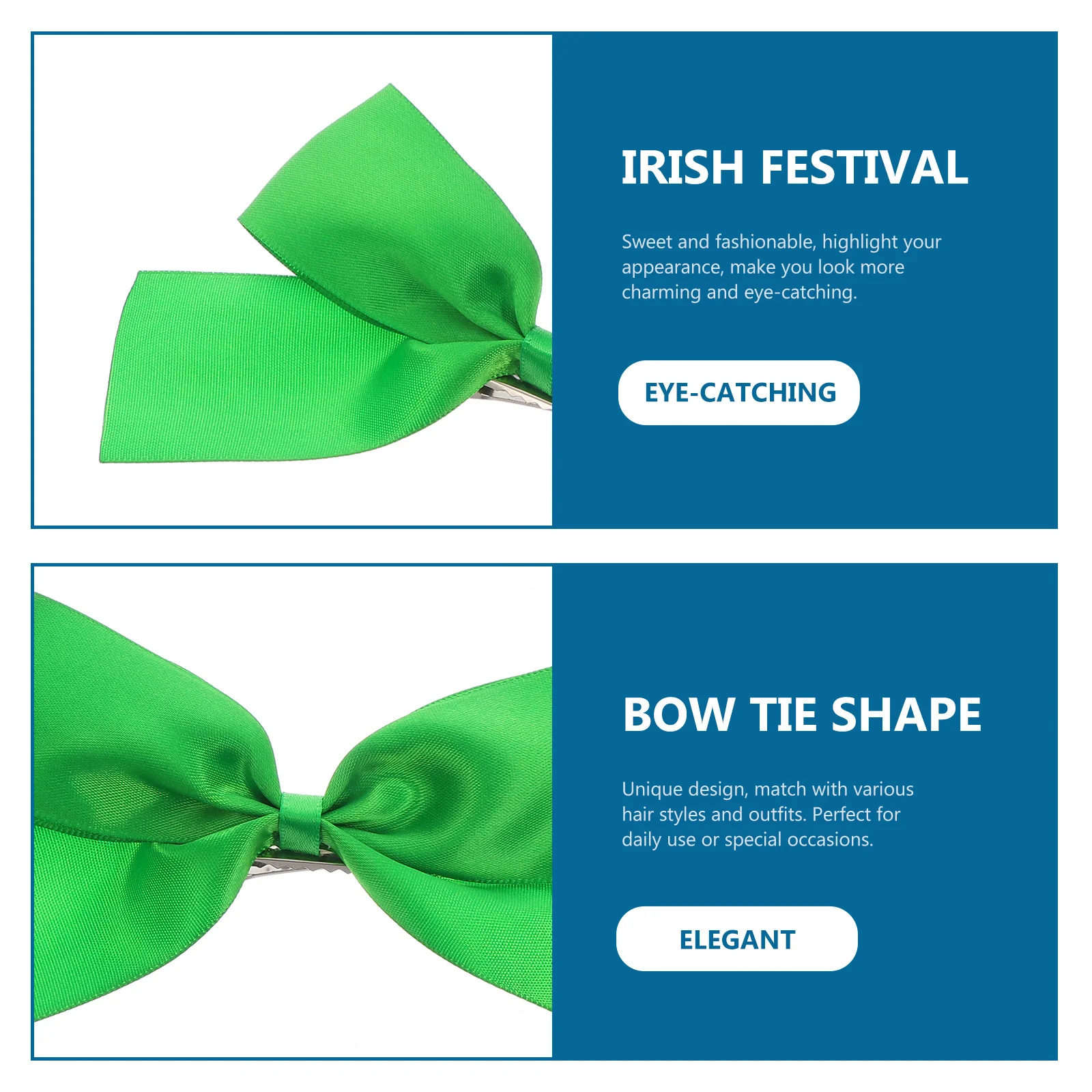 

6Pcs St Patrick's Day Hair Clips Green Bow Hairpins Elegant Festival Hairpin Party Hair Decor St. Patrick's Day Hairpins