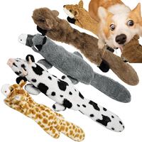 5PCS Crinkle Plush Dog Squeaky Toys Fox Giraffe Squirrel Cow Donkey Style, No Stuffing Dog Toys for Small Medium Large Dogs