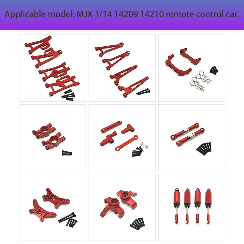 MJX-piezas De Metal Para Coche A Control Remoto 14210 14209 RC, Barra De Dirección De Brazo Oscilante Hacia Arriba Y Hacia Abajo