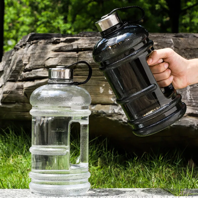 Botella de agua de gran capacidad para deportes, botella de bebida de gran capacidad para entrenamiento físico, con asa, para deportes al aire libre, 2L