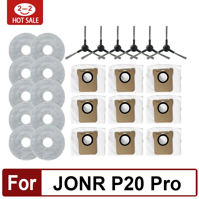 

Compatible For (JONR P20 PRO) Vacuum Replacement Accessories Parts : Mop Cloth Dust Bag Side Brush Accessories