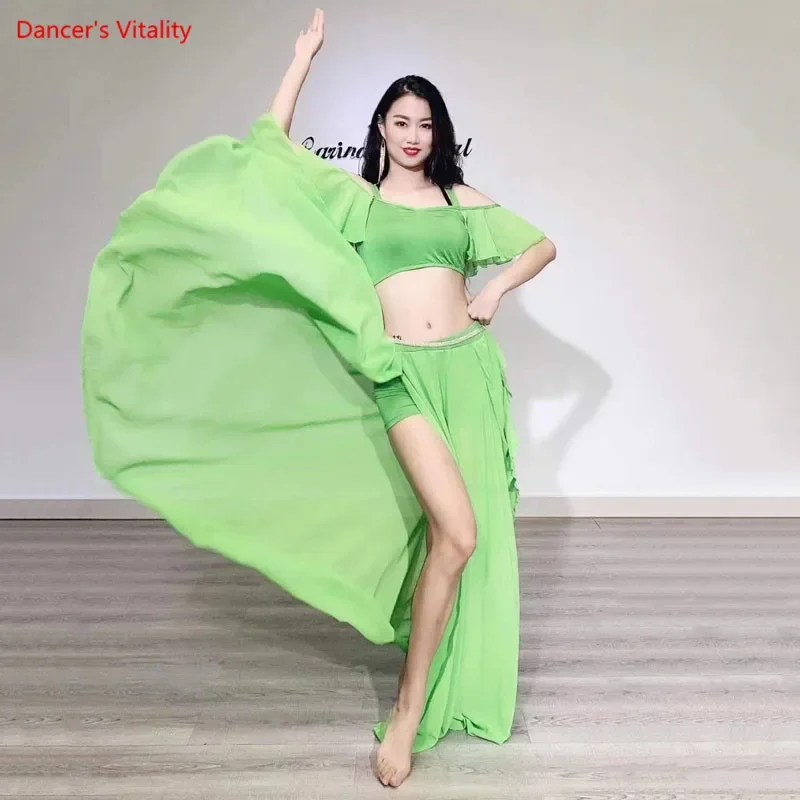 Belly Dance Suit Sling Top Off Shoulder Sleeves Split Skirt Practice Clothes Aldult Oriental Women Dancing Performance Clothing