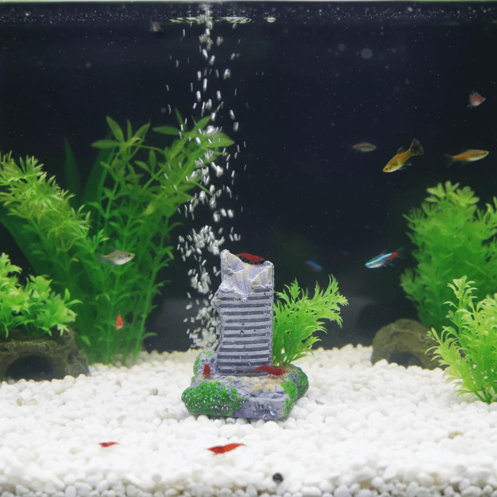 Resin Material Aquarium Landscaping Mini Realistic Details War-Damaged Building Fish Safe Building Complex Model Tank Ornament
