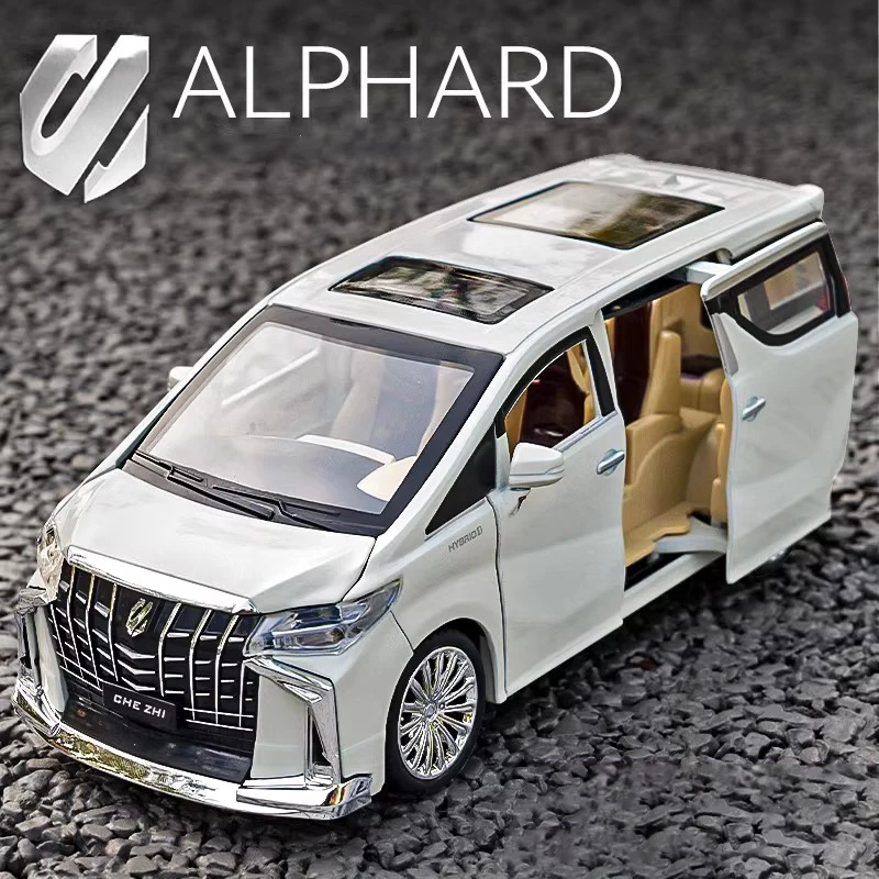 

1:24 Toyota Alphard MPV Alloy Metal Diecast Cars Model Toy Car Vehicles Pull Back Sound and light For Children Boy Toys gift