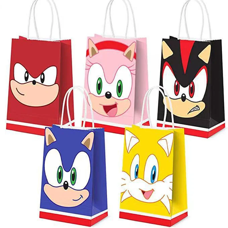 Sonics Party Gift Bag Decoration Supplies Vellum Cake Candy Cookies Baby Shower Birthday Decoration Favors Portable Paper Box