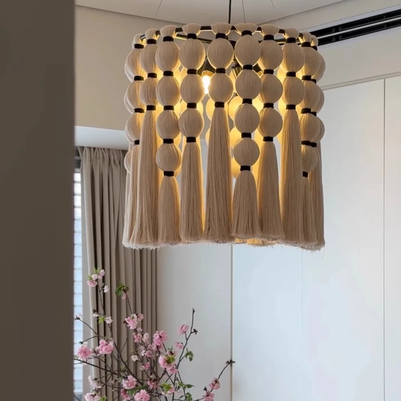

Богемия Ретро Подвесные Светильники с Кисточками Ручная Тканая Хлопковая Нить Абажур Креативная Гостиная Кабинет Ресторан Потолочная Люстра