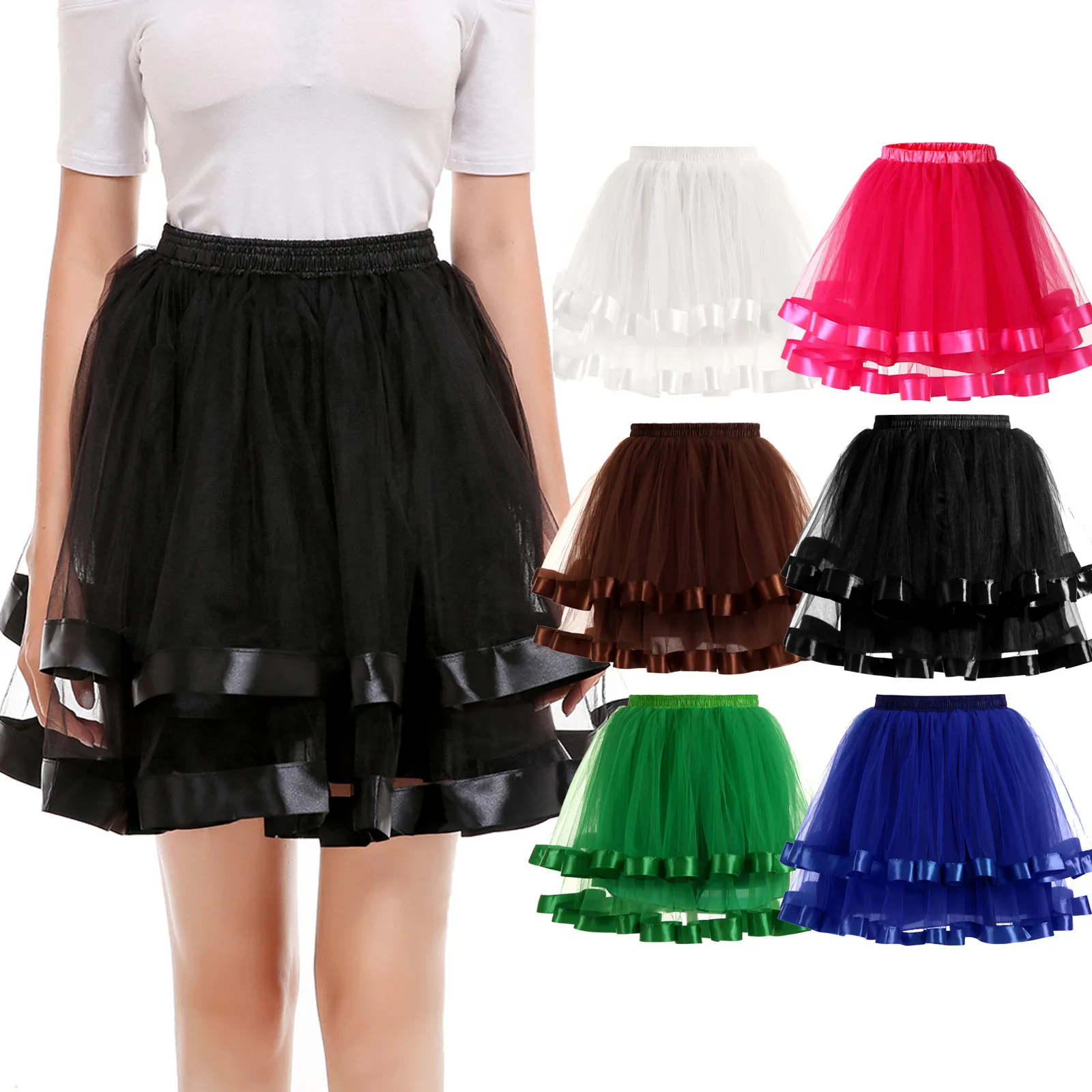 Saia Swing Plissada de Tule para Mulheres, saia princesa em camadas, Pettiskirts Ballet Dance, saias de festa, Swing