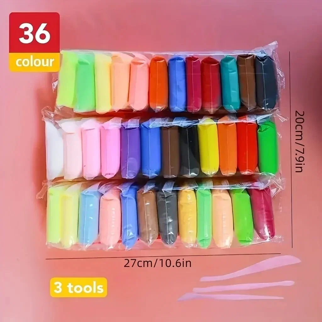 36 Color Clay Air-dried Clay Set, Ultra Light Plastic Clay with Carving Tools, DIY Crafts Gifts for Friends DIY for Children