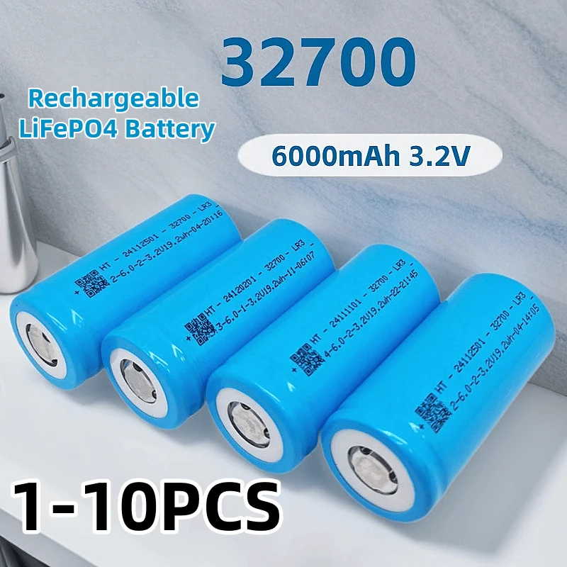 32700 LiFePO4 Battery 6000mAh 3.2V, 5C Rate Rechargeable Battery Long Cycle Life for Solar Light, Backup Power, Flashlight,