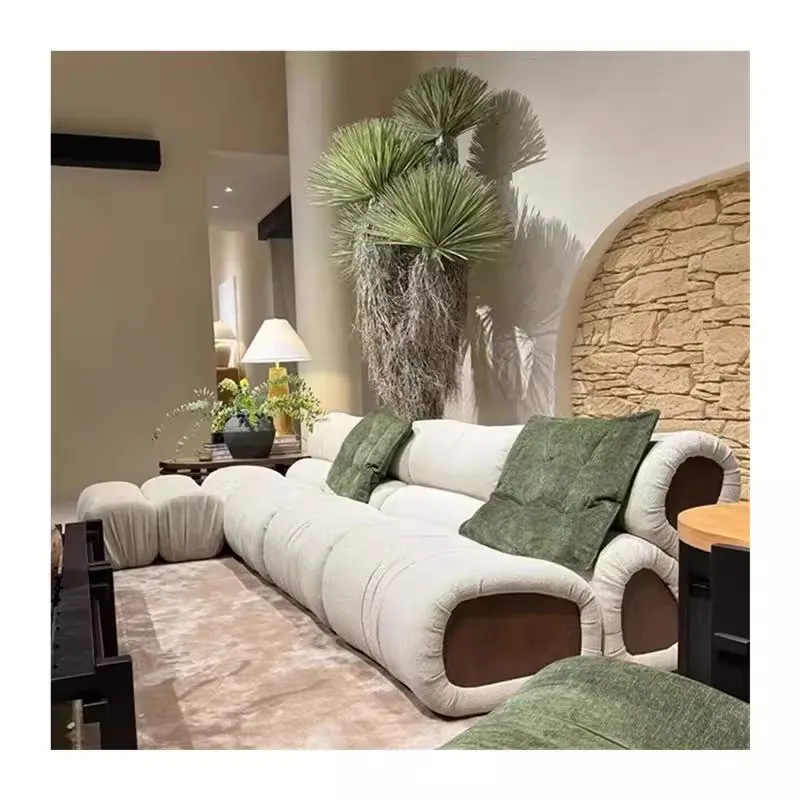 LMM Italian minimalist bamboo module sofa horizontal hall curved combination sofa