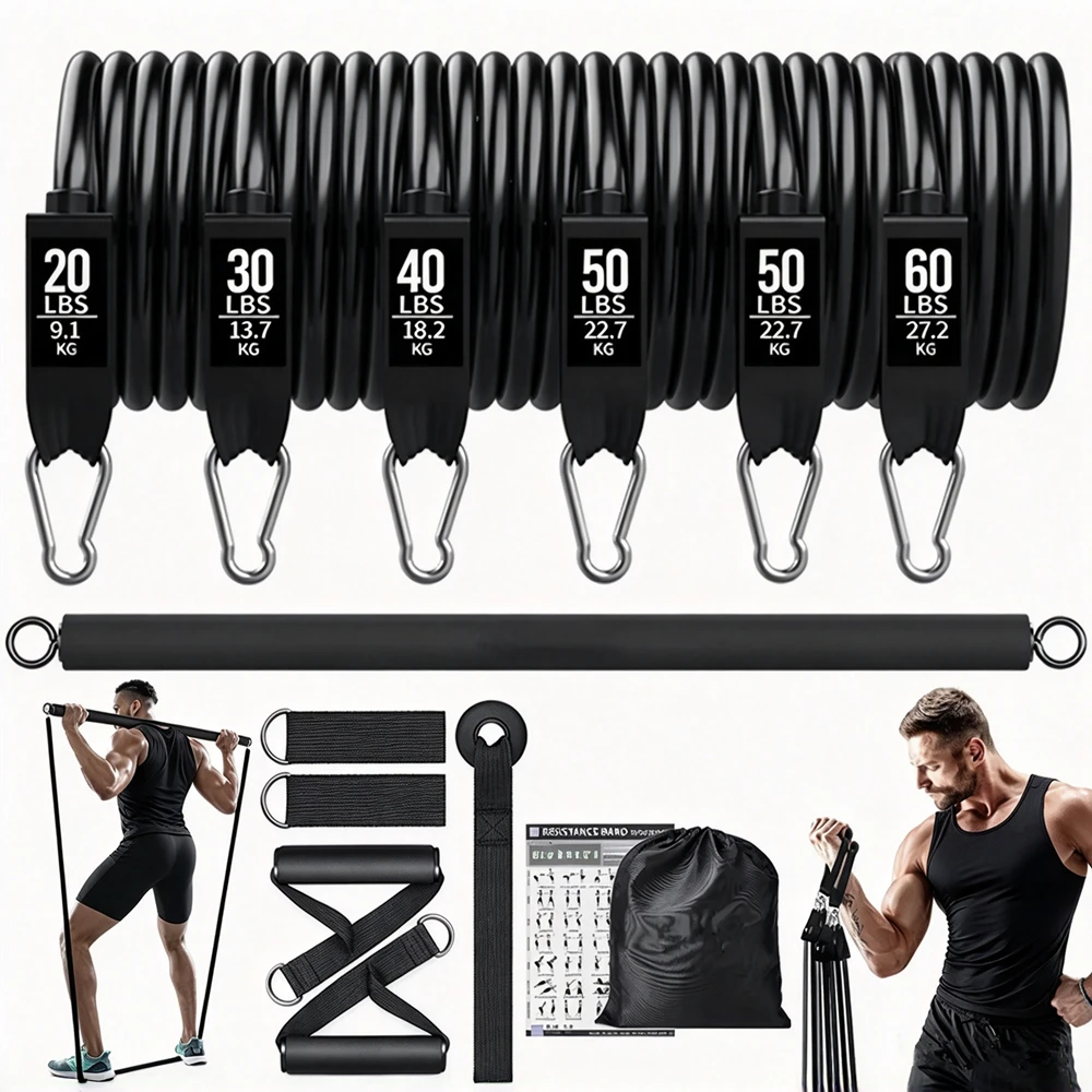 Home Gym Equipment Set - Workout Bar Fitness Widerstand Bands Set