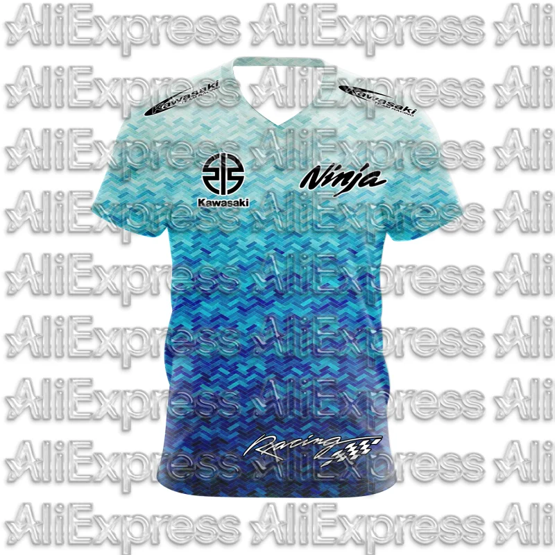 

MOTO 2025 Summer New Men's Motorcycle T-shirt Kawasaki Logo 3D Printed Casual Short Sleeve Breathable T-shirt Fashionable Trend