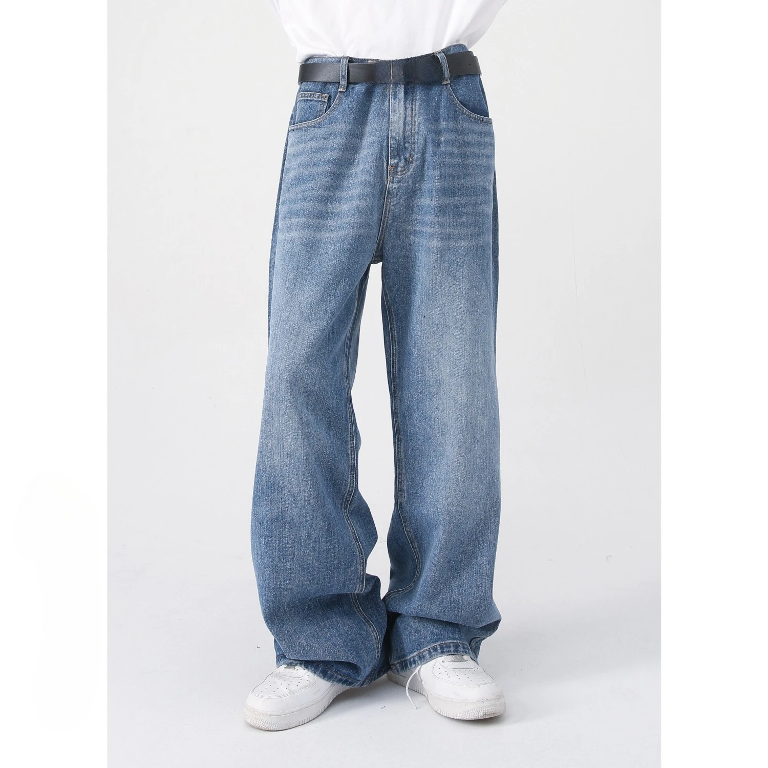 

Fashion Ins Jeans Men High Waist Loose Straight Denim Trousers Retro Classic Cowboy Pants Man