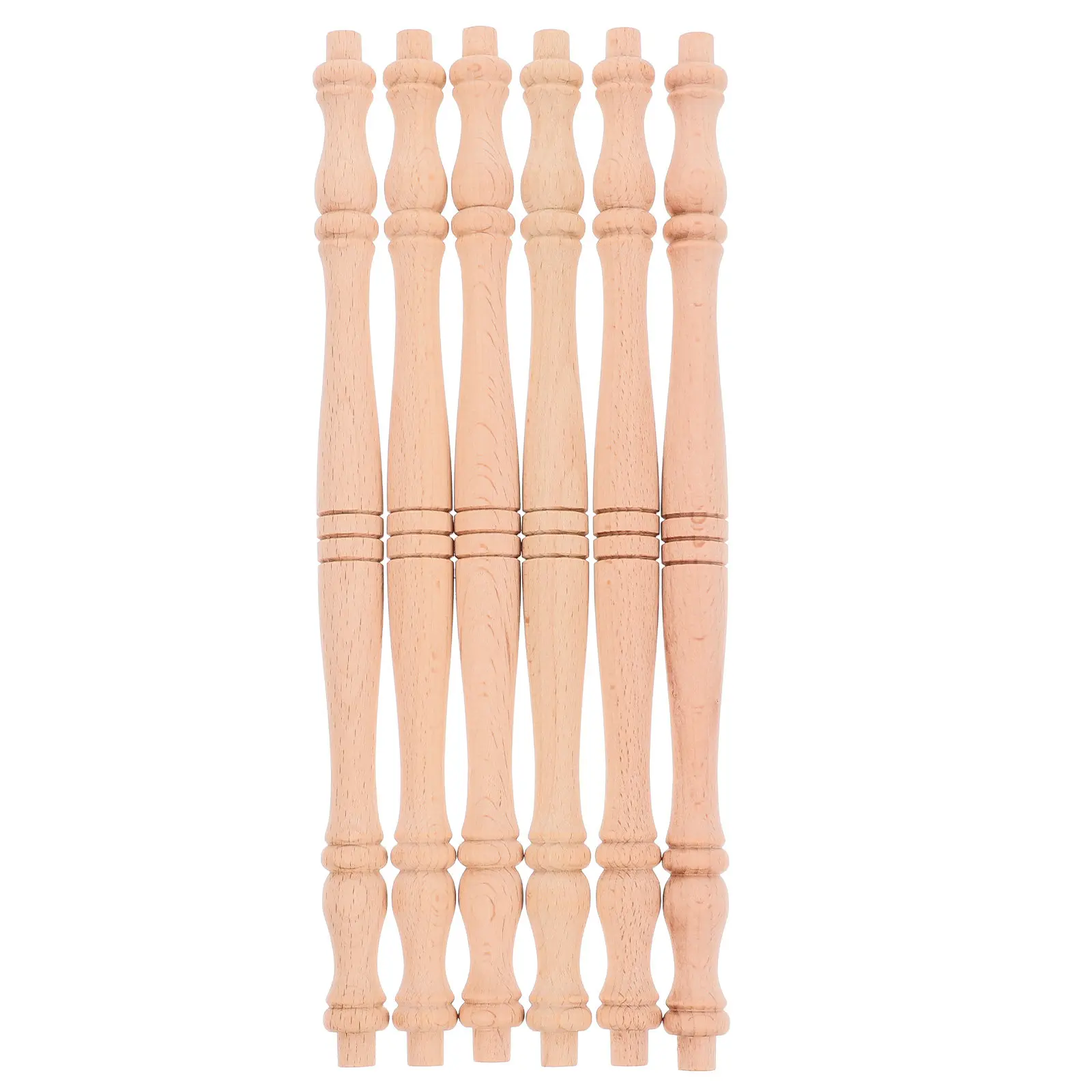 

6Pcs Solid Wood Wine Cabinet Decorative Spindles Unfinished Wooden Baluster Railings DIY Furniture Craft Staircase Railing