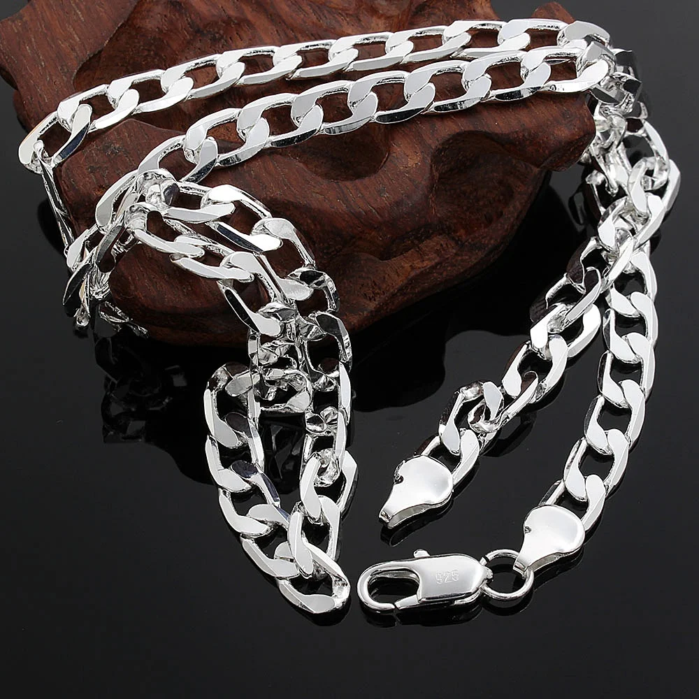 925 Sterling Silver Necklace High Quality Jewelry for Women Men 40-60cm 8MM Chain Solid Fashion Wedding Christmas Gifts