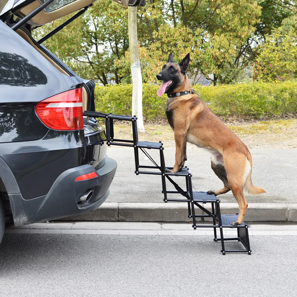 5 Steps Pet Step Stairs Support Up To 150 Lbs Foldable Dog Ramp Ladder with Nonslip Surface Lightweight Portable Pet Ladder Ramp