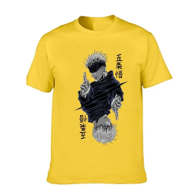 Fashion Jujutsu Kaisen Satoru Gojo Anime Printed Lady O-Neck Short Sleeve Women's T Shirt Black White Short Sleeve Summer Top image 4