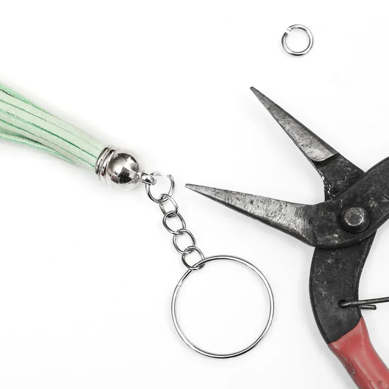 100 Stuks Metalen Blanco Sleutelhanger Sleutelhanger Split Ringen Keyfob Kreeft Sluiting Sleutelhanger Rvs Rvs Diy Sieraden Accessor