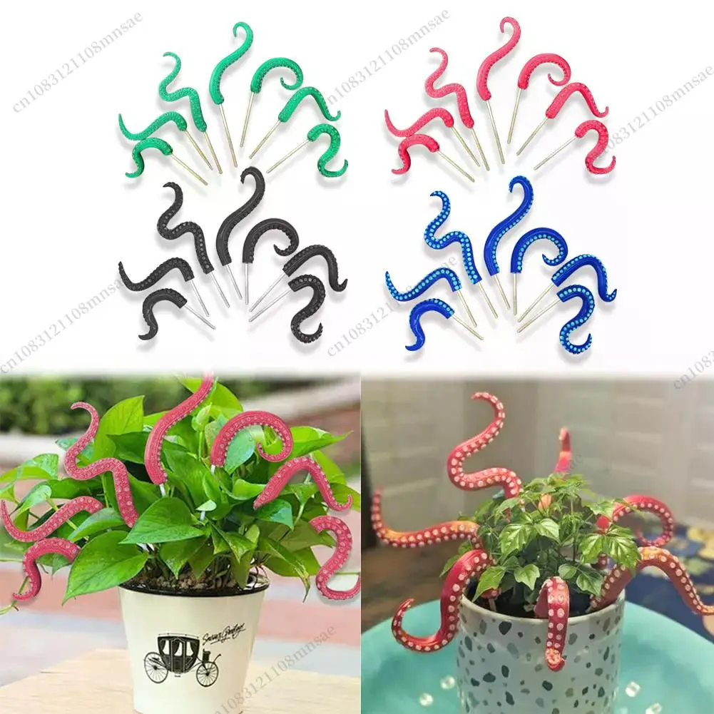 7Pcs Octopus Tentacle Plant Stakes Glow in The Dark Luminescent Octopus Plant Stakes Seamonster Tentacles Stakes for Home Garden