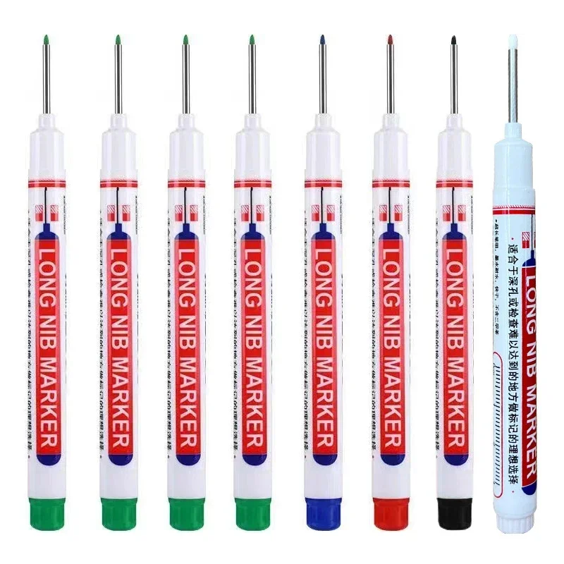 8 stks/set 20mm Diep Gat Lange Nib Hoofd Markers Voor Metalen Perforeren Pen Waterdichte Badkamer Houtbewerking Decoratie Multi-Purpose