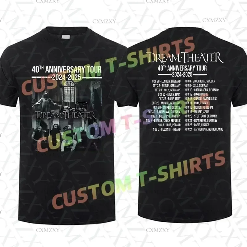 

2024 Men Dream Theater 40th Anniversary Tour 2024-2025 T-shirt Casual T Shirt Graphic Summer Short Sleeves 100% Cotton S-3XL