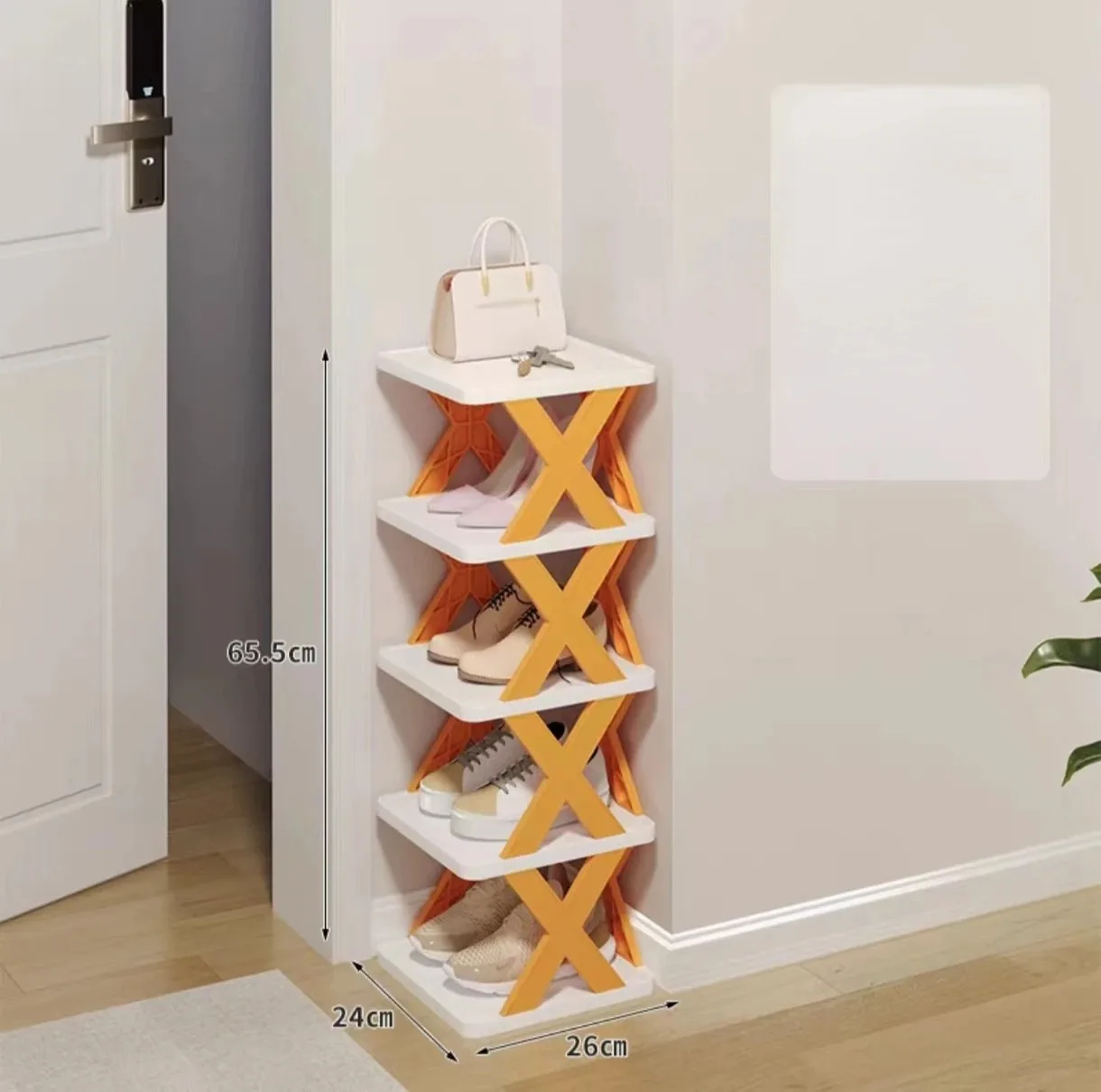 

Simple shoe rack, vibrant orange color, 5 layers [upgraded and thickened]