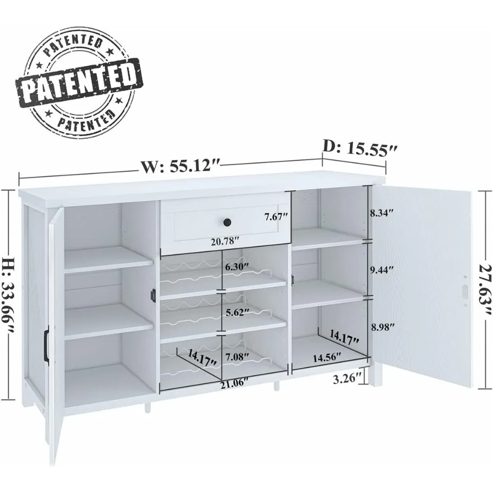 FATORRI-armario de Buffet con almacenamiento, Aparador de madera, estante de vino, moderno, café Credenza, Bar