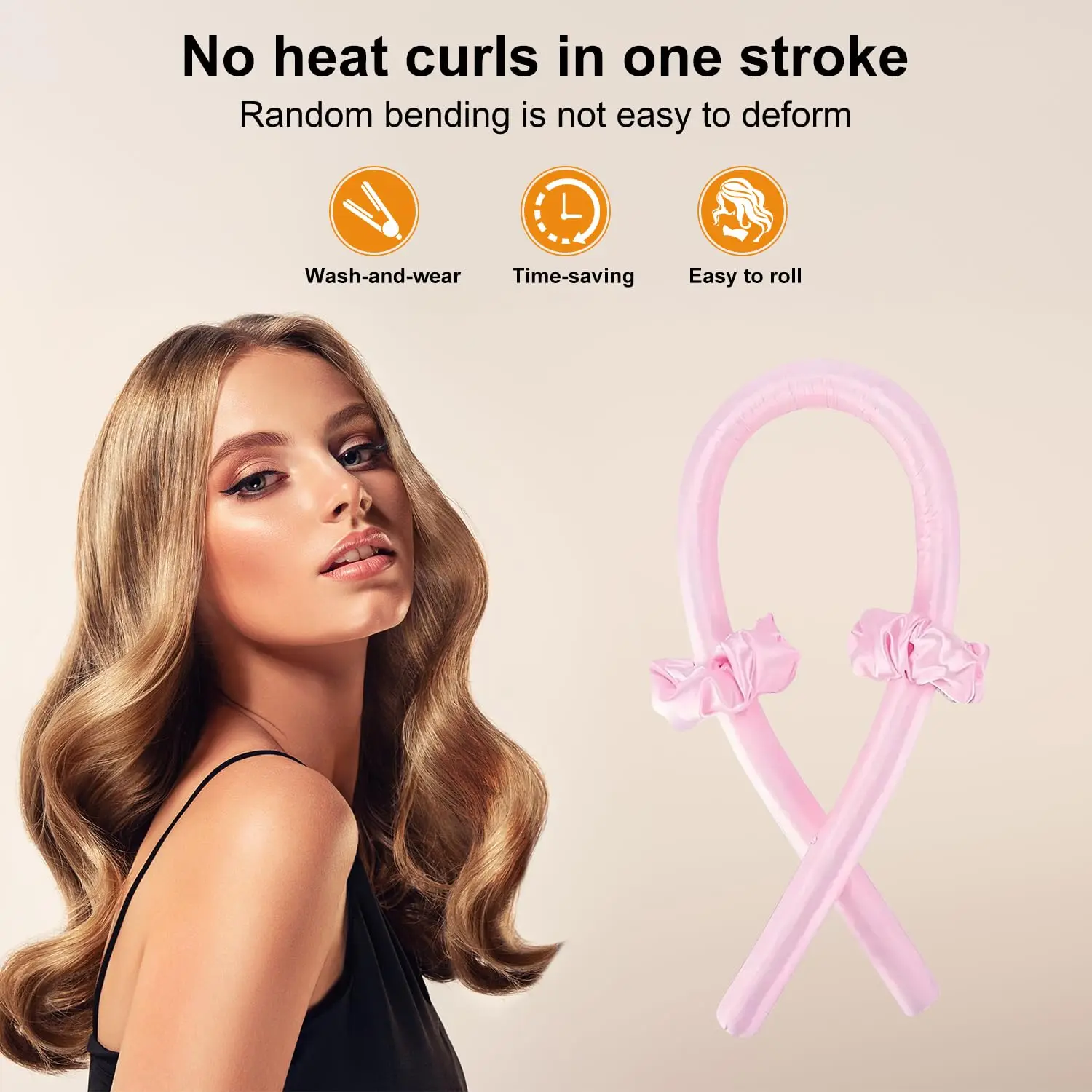 أدوات تجعيد الشعر بدون حرارة - قضبان تجعيد الشعر بدون حرارة طوال الليل من إسفنج الساتان للشعر الطويل، تجعيدات خالية من الضرر بنفسك #3