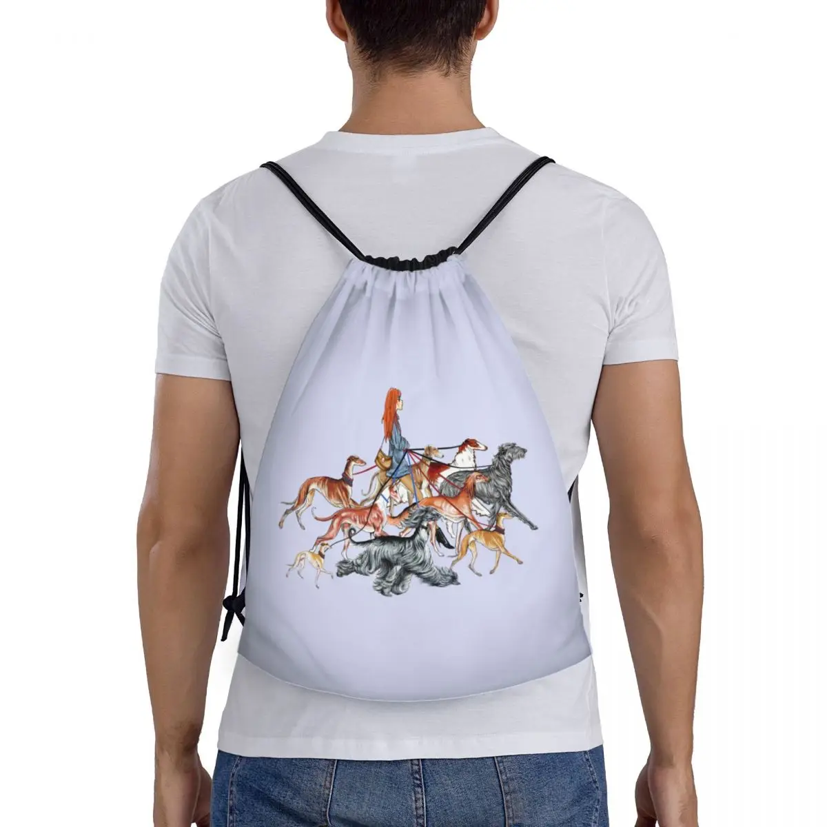 Рюкзак на шнурке для ходьбы по борзу на заказ, легкий рюкзак для собак, борзых, спортивный рюкзак для спортзала, мешки для покупок