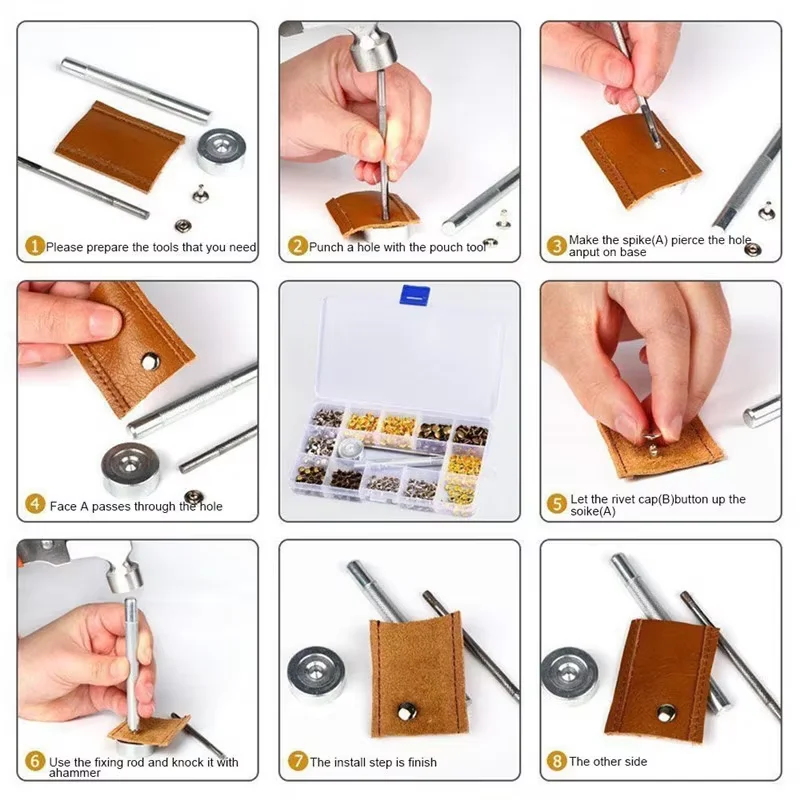 12 x 12 x12 mm Double Cap Rivets Black Plated