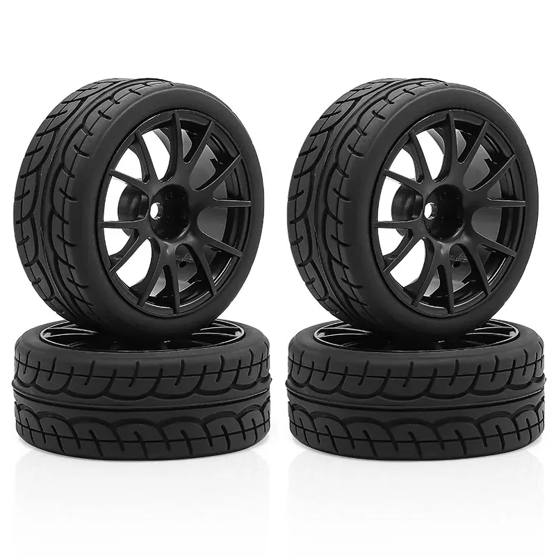 

Шины для радиоуправляемых раллийных машин 1/10, 64 мм, для дрифта, FW06, Tamiya TT01, TT02, XV01, запчасти для тюнинга радиоуправляемых машин 1/10, колесные диски с шинами.