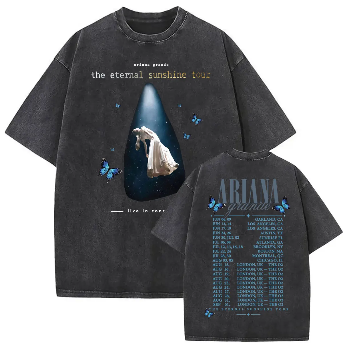 Vintage Washed Ariana Grande Eternal Sunshine Tour 2026 T-shirts Men Women Clothing Fashion Aesthetics Cotton T Shirt Streetwear